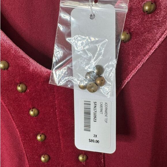NWT Soft Surroundings Plus 2X Adornment Top in Cabernet Velvet 2FN17 - Picture 5 of 10